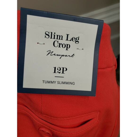 Charter Club Women Red Cotton & Rayon Mid Rise Slim Leg Crop Pant Size 12 Petite - Picture 8 of 12